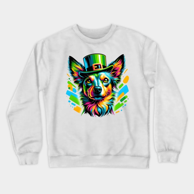 Xoloitzcuintli Enjoys St Patrick's Day in Leprechaun Hat Crewneck Sweatshirt by ArtRUs